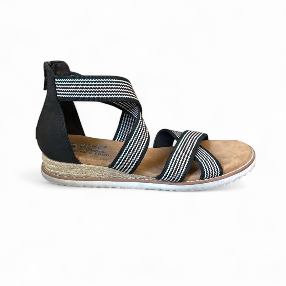 Bobs from Skechers women’s black memory foam wedge sandals size‎ 9